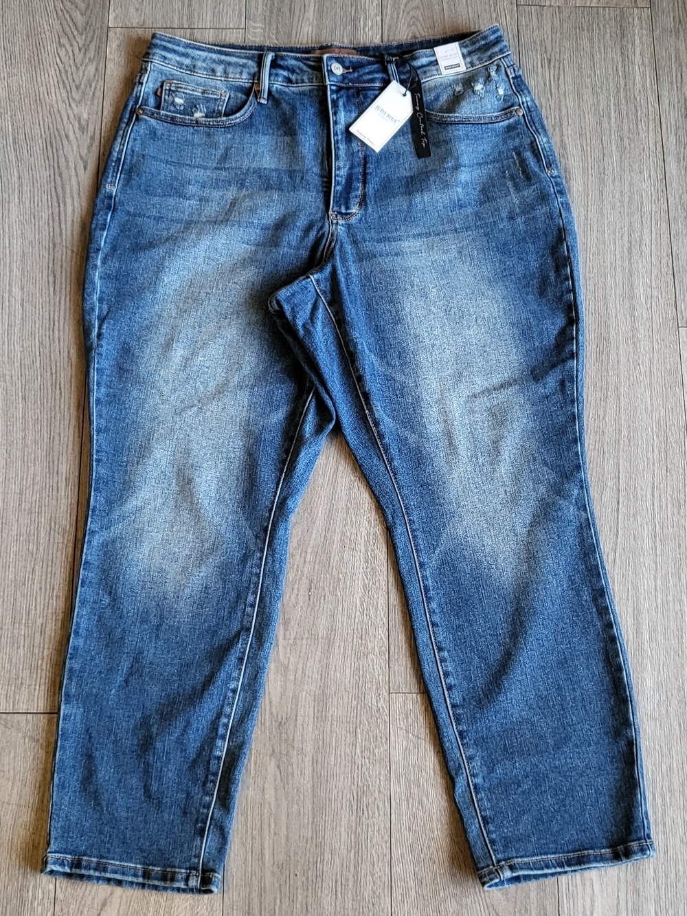 Judy Blue Size 18W High Rise Tummy Control Slim Fit Distressed Crop Jeans NEW
